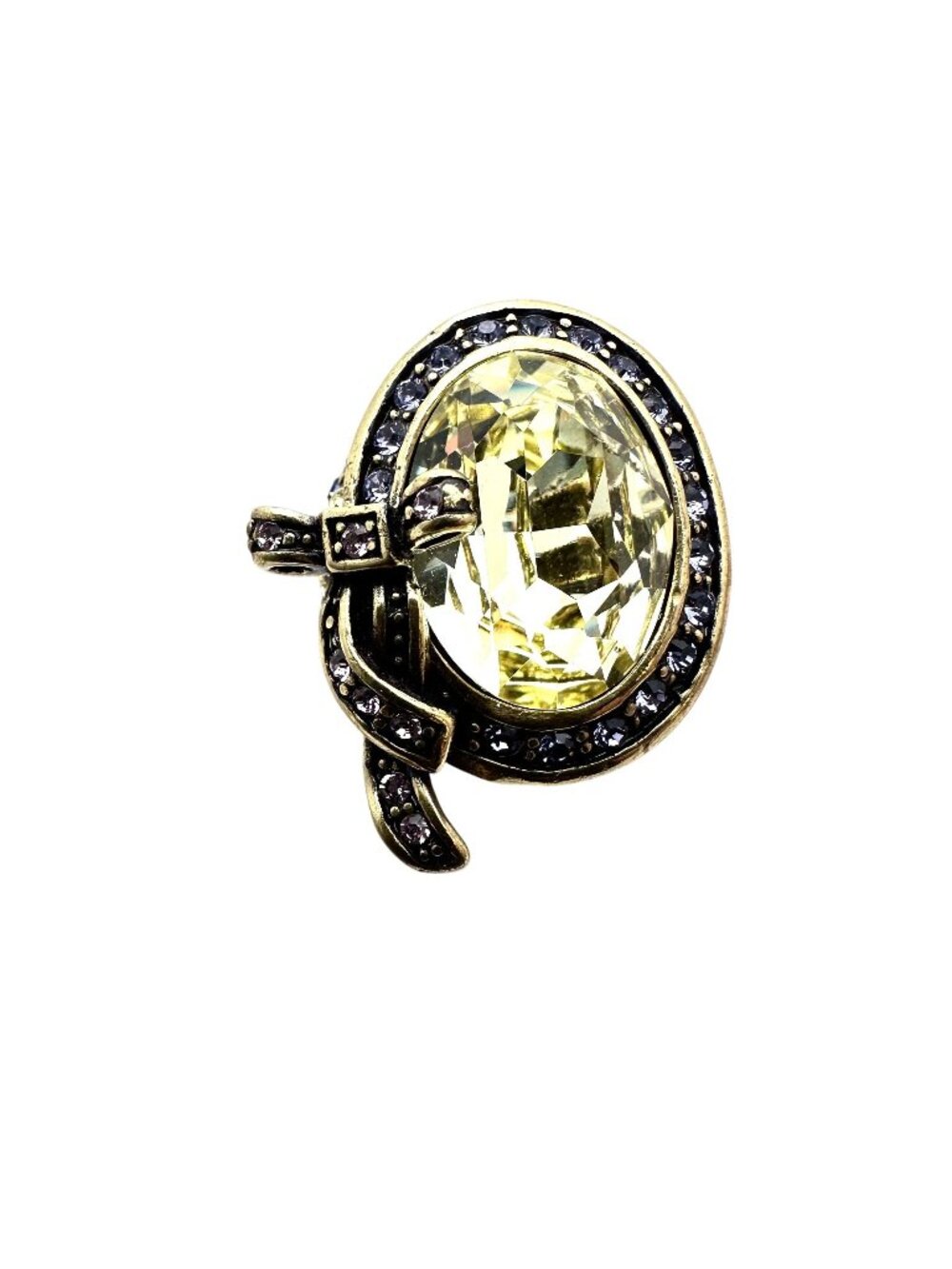 Heidi Daus Yellow Crystal Bow Bronze Ring Size 6